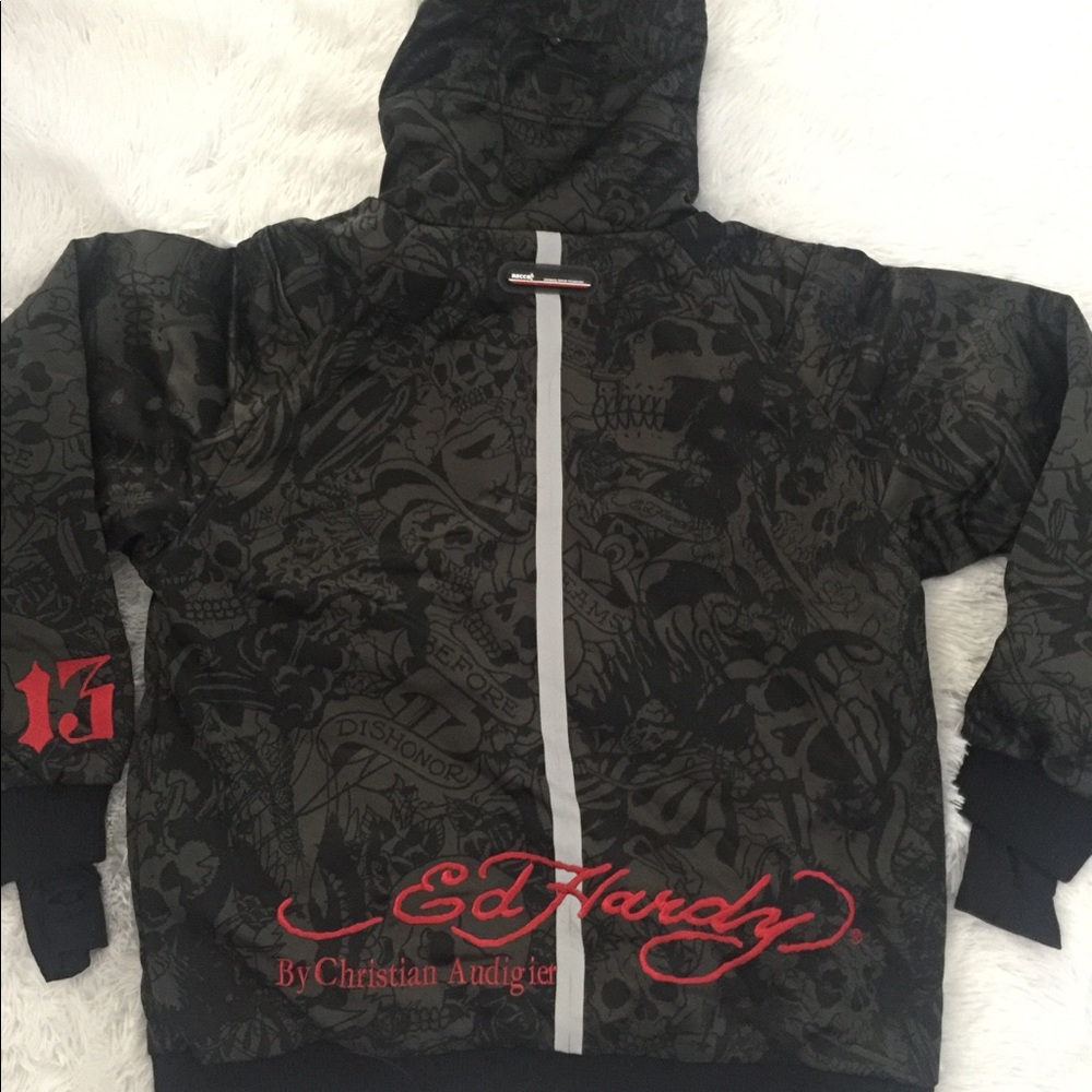ED HARDY SNOW RECCO Down Ski Coat Jacket $550 NEW